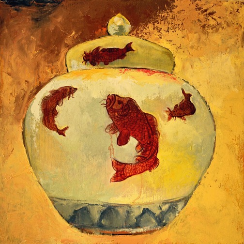 Covered Jar, oil/panel, 18 x 18 inches, private collection,  CN-06.019